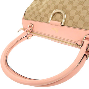 美品 グッチ アビー GGキャンバス レザー 189831 ベージュ ピンク ハンドバッグ トートバッグ 0974【中古】GUCCI