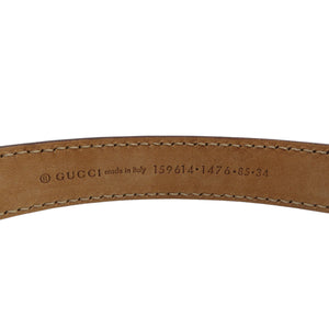 美品 グッチ GGロゴ 159614 レザー ゴールド金具 ゴールド 85・34 ベルト 0976【中古】GUCCI