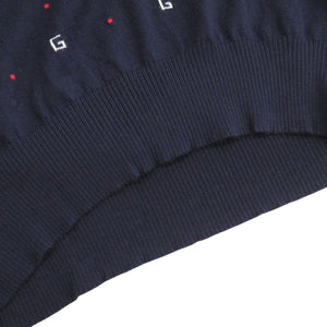 美品 グッチ Vネック ウール サイズL ネイビー ニット セーター 0978【中古】GUCCI