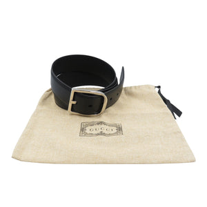 未使用 グッチ 449716 アウトレット品 85/34 レザー シルバー金具 ブラック 黒 ベルト 0984【中古】GUCCI
