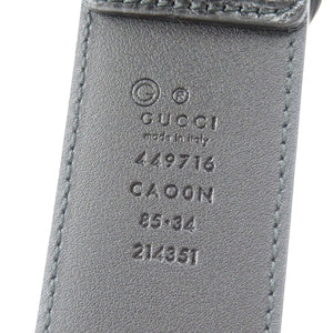 未使用 グッチ 449716 アウトレット品 85/34 レザー シルバー金具 ブラック 黒 ベルト 0984【中古】GUCCI