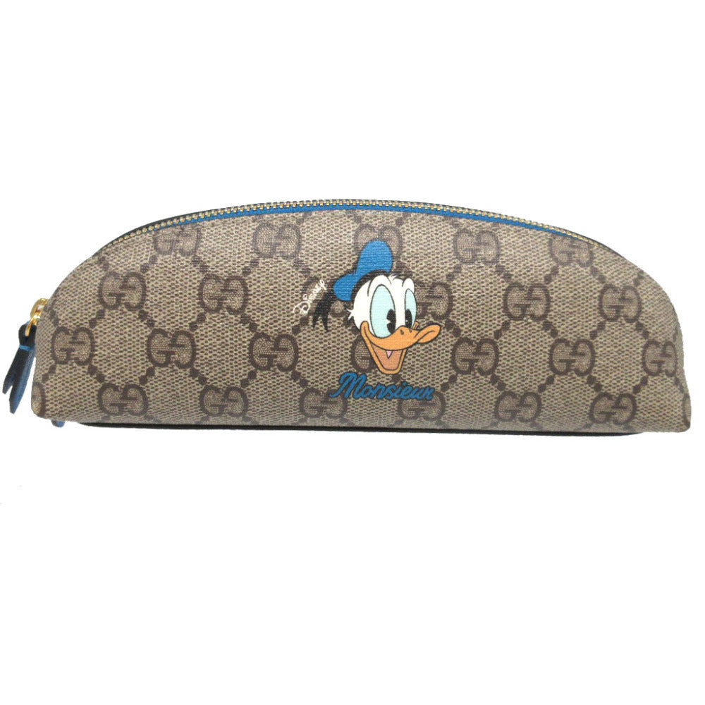未使用 グッチ GGスプリーム ベージュ ブルー ドナルドダック ディズニーコラボ 662129 ペンケース 筆箱 0988 【中古】 GUCCI