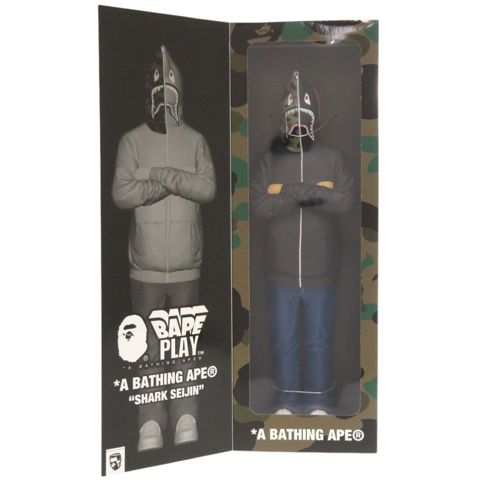 未使用 アベイシングエイプ フィギュア シャーク星人 SHARK SEIJIN 1J80185001 PVC ブラック オブジェ 黒 0995【中古】A BATHING APE