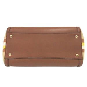 美品 サルヴァトーレフェラガモ エイミー トートバッグ ストライプ レザー キャンバス マルチカラー 0996【中古】Salvatore Ferragamo