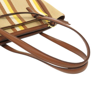 美品 サルヴァトーレフェラガモ エイミー トートバッグ ストライプ レザー キャンバス マルチカラー 0996【中古】Salvatore Ferragamo