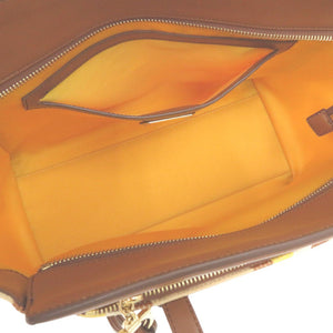 美品 サルヴァトーレフェラガモ エイミー トートバッグ ストライプ レザー キャンバス マルチカラー 0996【中古】Salvatore Ferragamo