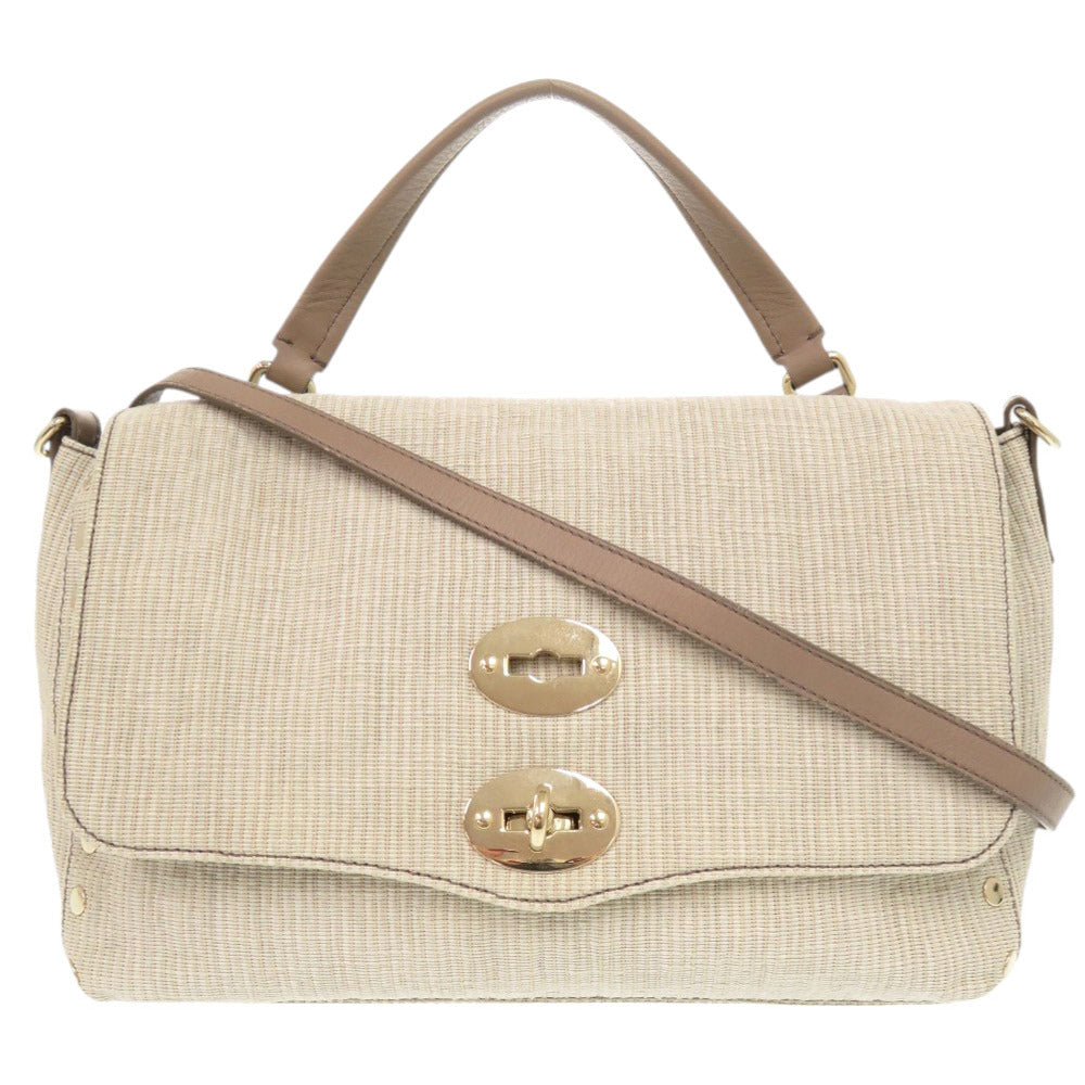 美品 ザネラート ポスティーナ キャンバス ベージュ 2WAY ハンドバッグ ショルダーバッグ 1000【中古】ZANELLATO