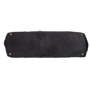 美品 トッズ 格子柄 ハラコ/レザー ブラック ネイビー ショルダーバッグ 黒 1007【中古】TOD’S