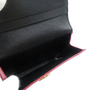 美品 ブルガリ レザー ゴールド金具 レッド クリップ カードケース 名刺入れ 1015【中古】BVLGARI