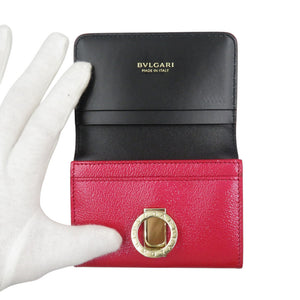 美品 ブルガリ レザー ゴールド金具 レッド クリップ カードケース 名刺入れ 1015【中古】BVLGARI