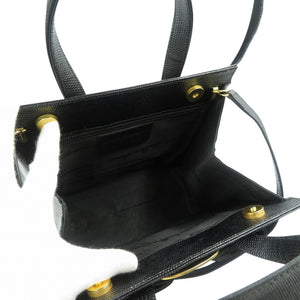 サルヴァトーレフェラガモ ヴァラリボン BA214178 レザー ゴールド金具 ブラック 2WAY ショルダー ハンドバッグ 1017【中古】Salvatore Ferragamo