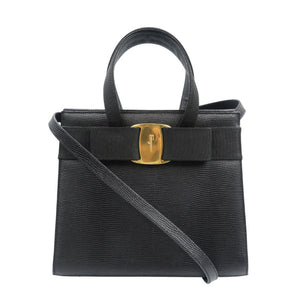 サルヴァトーレフェラガモ ヴァラリボン BA214178 レザー ゴールド金具 ブラック 2WAY ショルダー ハンドバッグ 1017【中古】Salvatore Ferragamo