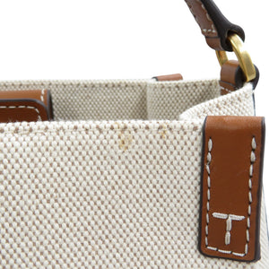 新品同様 トリーバーチ キャンバス レザー ゴールド金具 ベージュ ブラウン 2WAY ショルダーバッグ ハンドバッグ 1045【中古】TORY BURCH