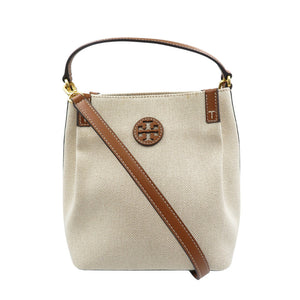新品同様 トリーバーチ キャンバス レザー ゴールド金具 ベージュ ブラウン 2WAY ショルダーバッグ ハンドバッグ 1045【中古】TORY BURCH