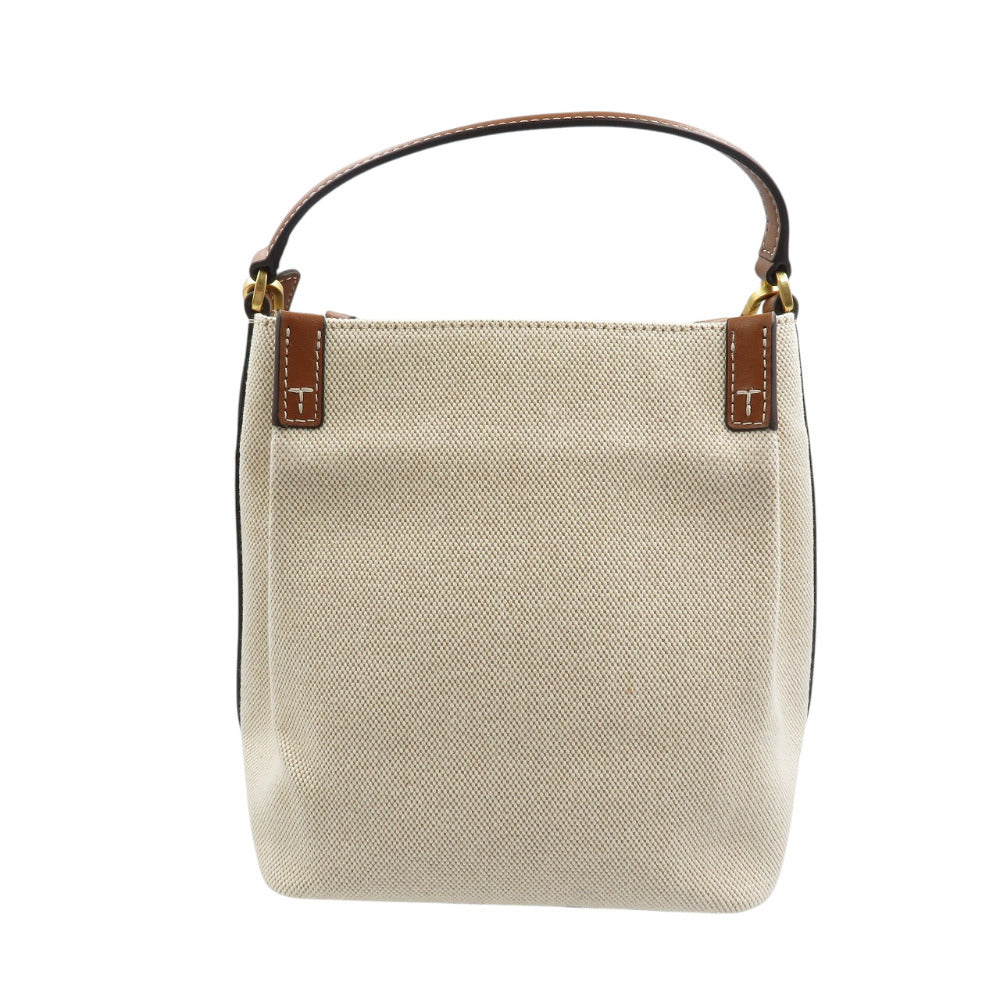 新品同様 トリーバーチ キャンバス レザー ゴールド金具 ベージュ ブラウン 2WAY ショルダーバッグ ハンドバッグ 1045【中古】TORY BURCH