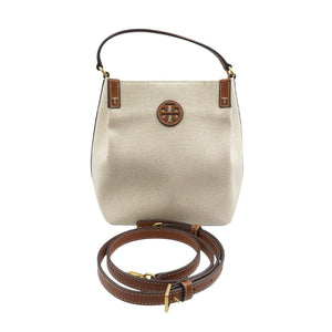 新品同様 トリーバーチ キャンバス レザー ゴールド金具 ベージュ ブラウン 2WAY ショルダーバッグ ハンドバッグ 1045【中古】TORY BURCH