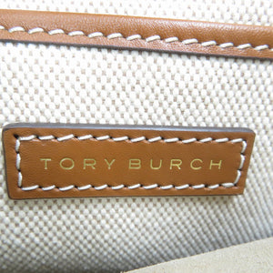 新品同様 トリーバーチ キャンバス レザー ゴールド金具 ベージュ ブラウン 2WAY ショルダーバッグ ハンドバッグ 1045【中古】TORY BURCH
