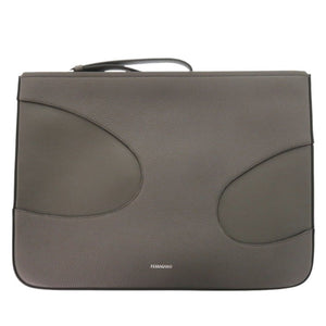 新品同様 サルヴァトーレフェラガモ 241361 カットアウト レザー グレー クラッチバッグ 1048【中古】Salvatore Ferragamo