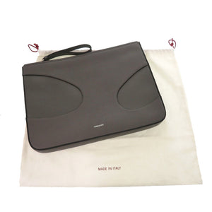 新品同様 サルヴァトーレフェラガモ 241361 カットアウト レザー グレー クラッチバッグ 1048【中古】Salvatore Ferragamo