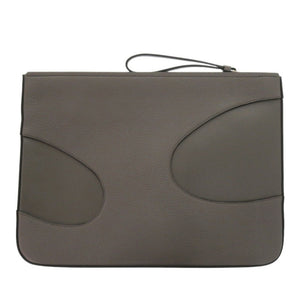 新品同様 サルヴァトーレフェラガモ 241361 カットアウト レザー グレー クラッチバッグ 1048【中古】Salvatore Ferragamo