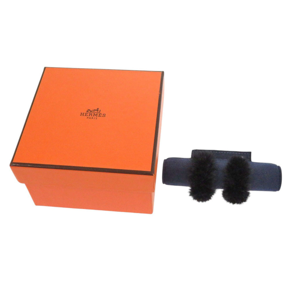 未使用 エルメス オランプ/フォーブル・サーカス H100055F 01 メタル フェザー ブラック ピアス 黒 1055【中古】HERMES