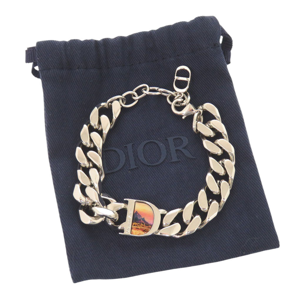 美品 ディオール ロゴ メタル シルバー チェーンブレスレット ブレスレット 1063【中古】Dior メンズ