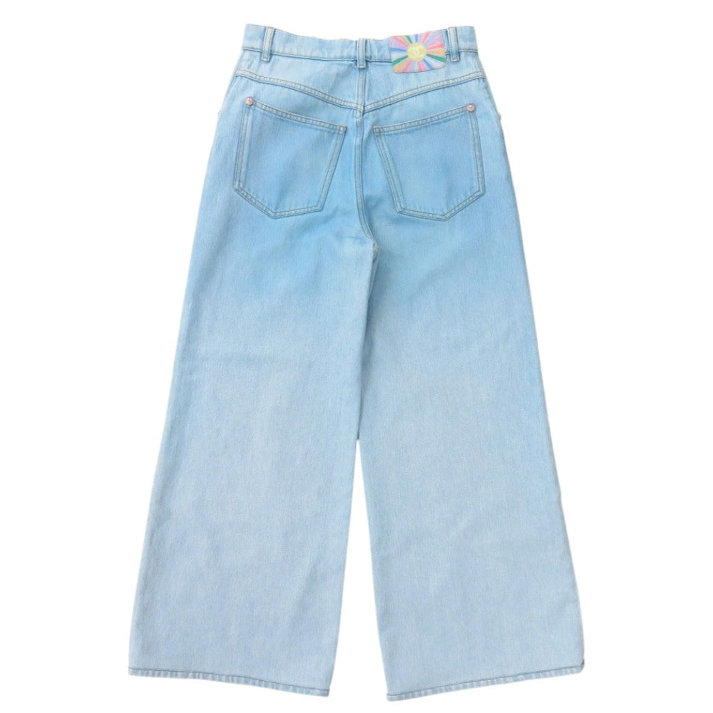 新品同様 シャネル ワイドデニム ココボタン グラデーション P76361 コットン ブルー 青 1075【中古】CHANEL