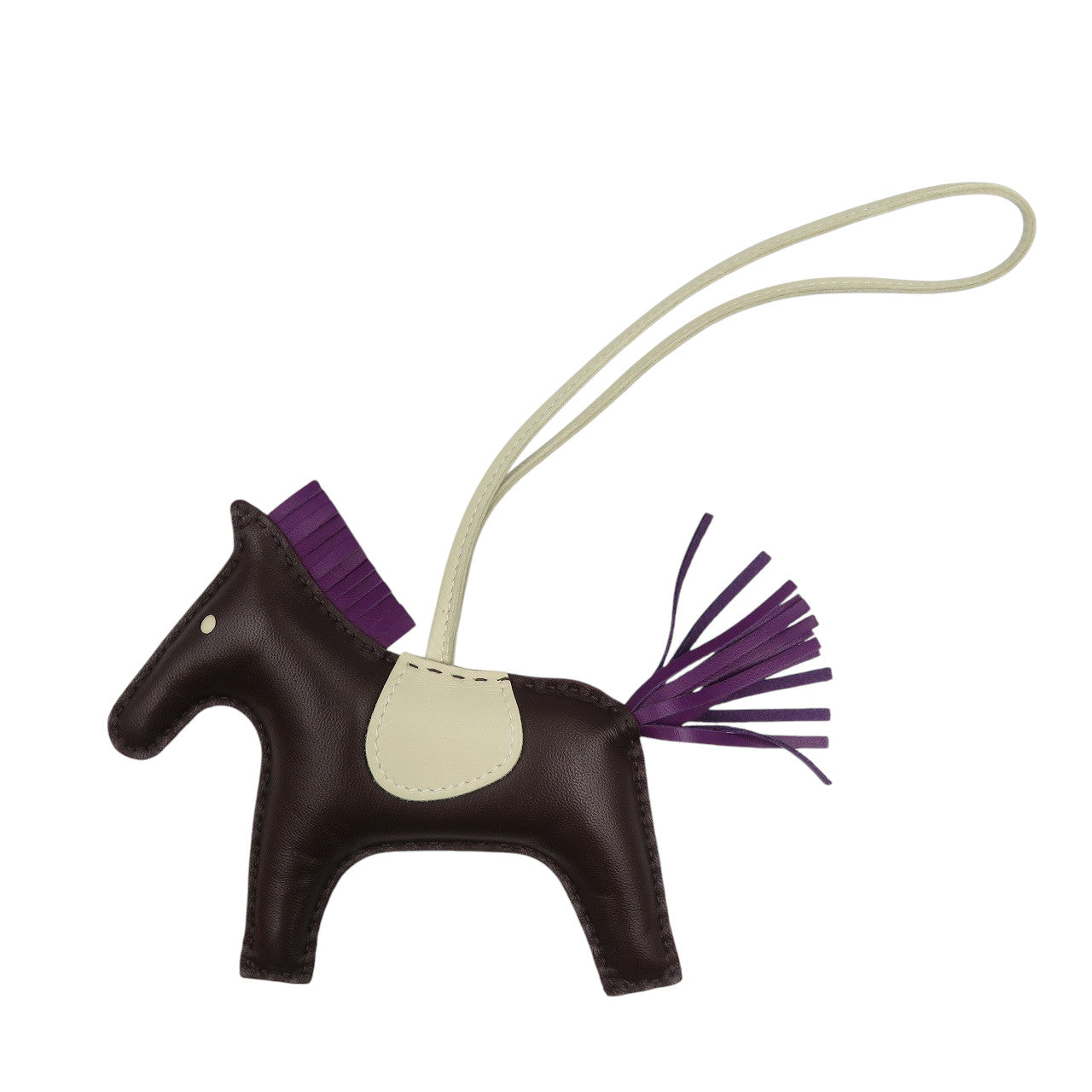 新品同様 エルメス ロデオMM アニョーミロ ルージュセリエ ヴィオレ クレ ブラウン Z刻印 バッグチャーム 1084【中古】HERMES