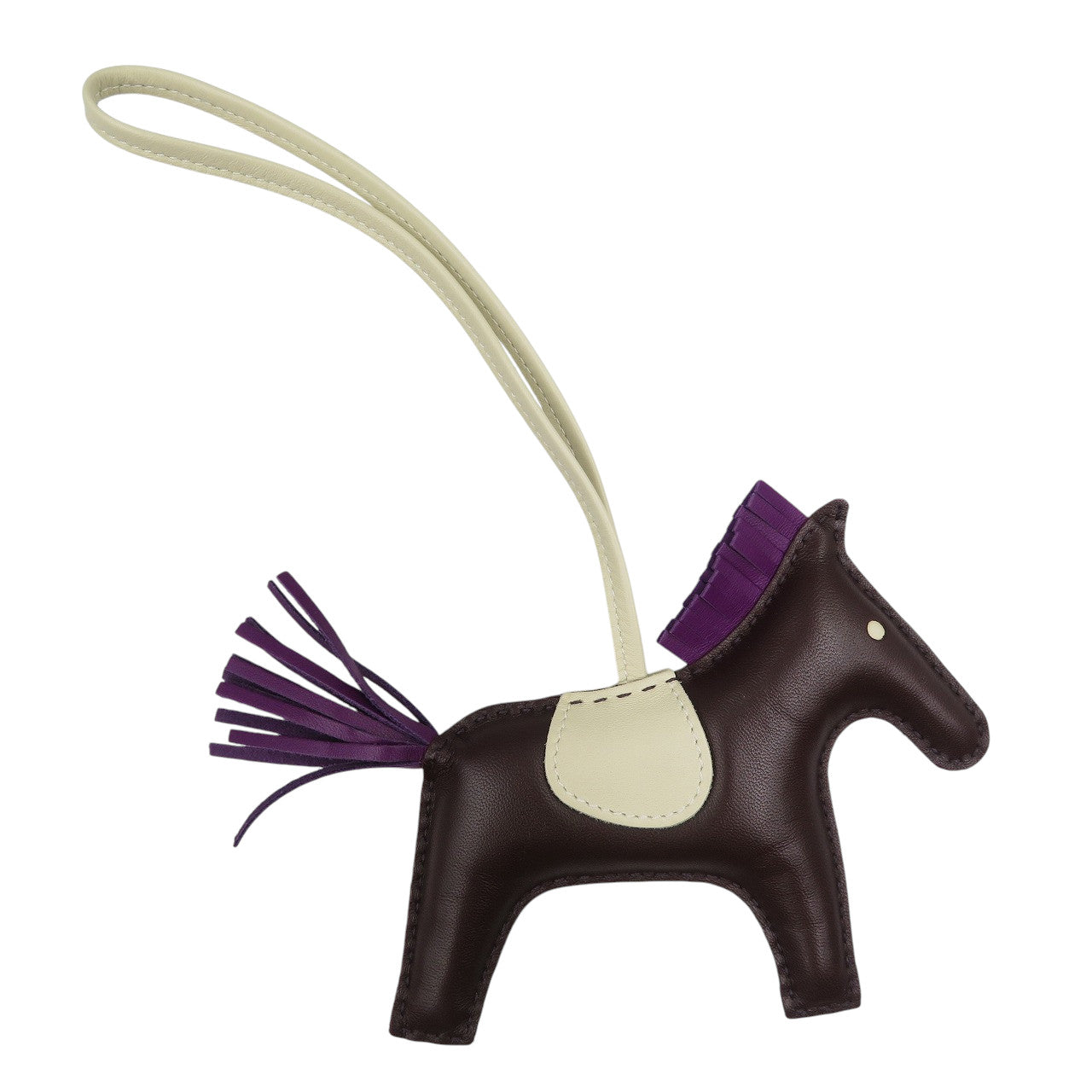 新品同様 エルメス ロデオMM アニョーミロ ルージュセリエ ヴィオレ クレ ブラウン Z刻印 バッグチャーム 1084【中古】HERMES