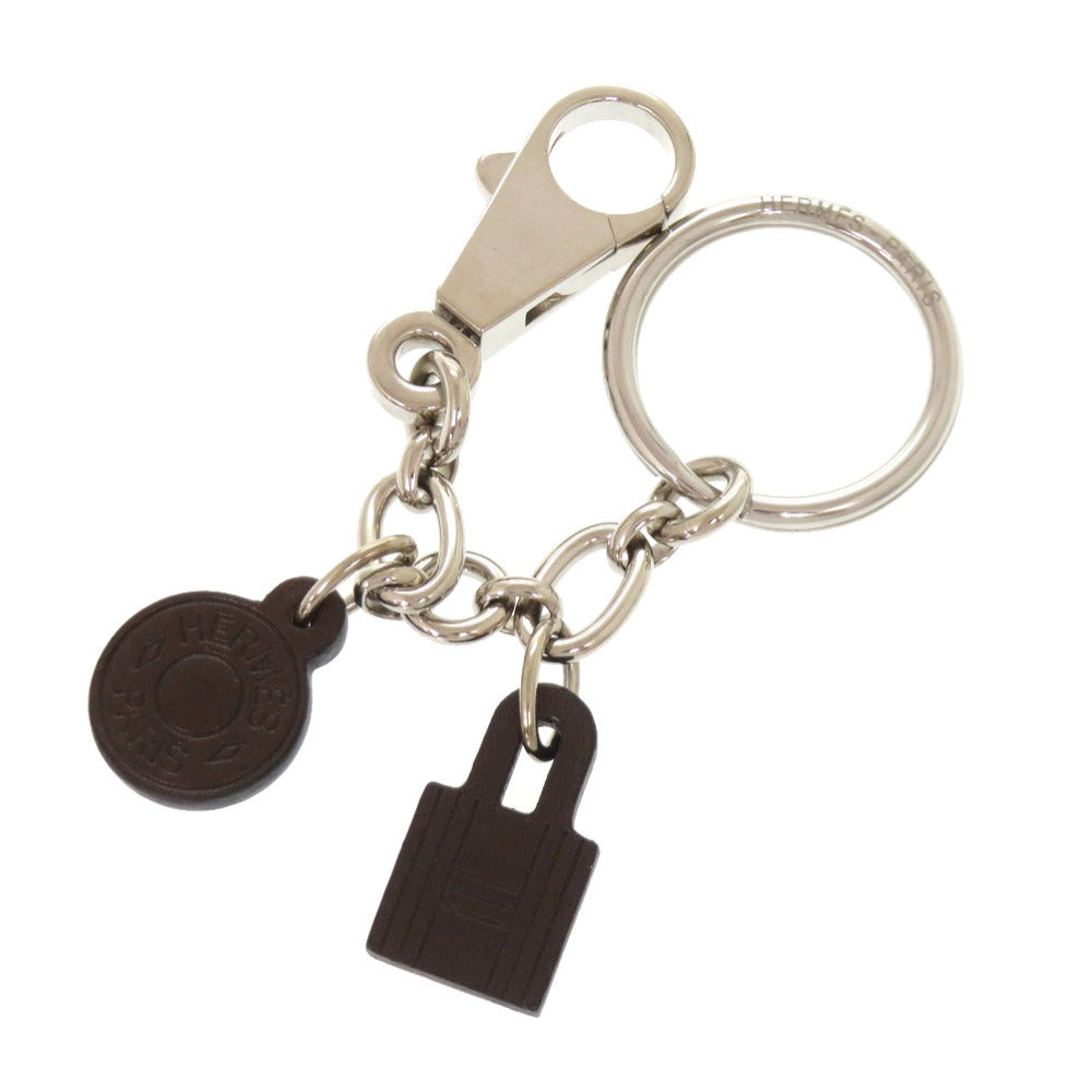 美品 エルメス アミュレット2 セリエ カデナモチーフ バレニア メタル ブラウン シルバー バッグチャーム 1088 【中古】 HERMES