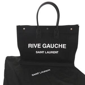 新品同様 サンローランパリ リヴ ゴーシュ キャンバス レザー ブラック トートバッグ 黒 1092【中古】SAINT LAURENT PARIS メンズ
