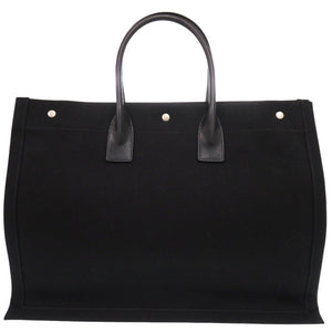 新品同様 サンローランパリ リヴ ゴーシュ キャンバス レザー ブラック トートバッグ 黒 1092【中古】SAINT LAURENT PARIS メンズ