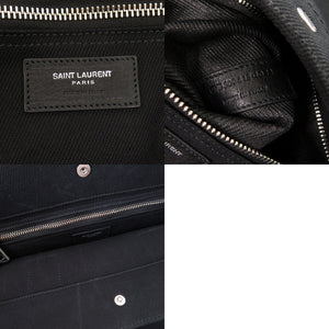 新品同様 サンローランパリ リヴ ゴーシュ キャンバス レザー ブラック トートバッグ 黒 1092【中古】SAINT LAURENT PARIS メンズ