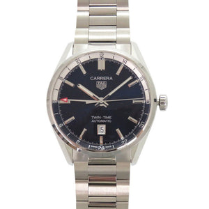 新品同様 タグホイヤー カレラ キャリバー7 ツインタイムデイト WBN201A.BA0640 SS ブルー 自動巻き 腕時計 1096【中古】TAG HEUER