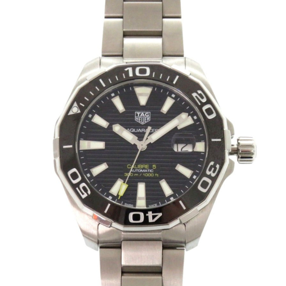 美品 タグホイヤー アクアレーサー キャリバー5 WAY201A SS ブラック 自動巻き 腕時計 黒文字盤 1099【中古】TAG HEUER