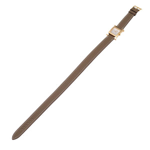 新品同様 エルメス Ｈウォッチ ドゥブルトゥール HH1.202c クオーツ 腕時計 SS/レザー シルバー U刻印 1101【中古】HERMES レディース