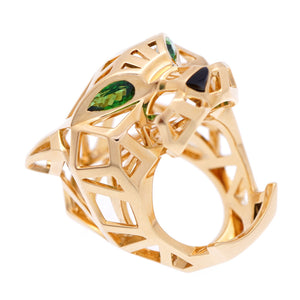 新品同様 カルティエ K18YG/オニキス/ツァボライト パンテール ドゥ リング N4722500 #52 指輪 750 イエローゴールド ジュエリー 1114【中古】CARTIER