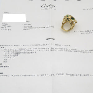 新品同様 カルティエ K18YG/オニキス/ツァボライト パンテール ドゥ リング N4722500 #52 指輪 750 イエローゴールド ジュエリー 1114【中古】CARTIER