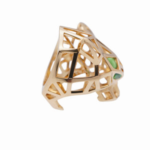 新品同様 カルティエ K18YG/オニキス/ツァボライト パンテール ドゥ リング N4722500 #52 指輪 750 イエローゴールド ジュエリー 1114【中古】CARTIER