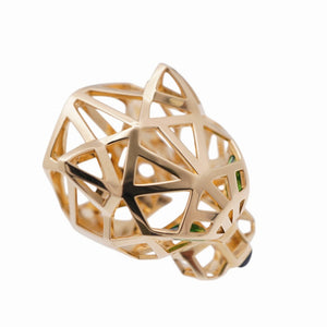 新品同様 カルティエ K18YG/オニキス/ツァボライト パンテール ドゥ リング N4722500 #52 指輪 750 イエローゴールド ジュエリー 1114【中古】CARTIER