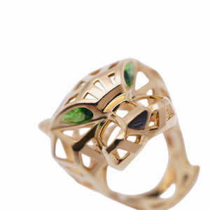 新品同様 カルティエ K18YG/オニキス/ツァボライト パンテール ドゥ リング N4722500 #52 指輪 750 イエローゴールド ジュエリー 1114【中古】CARTIER