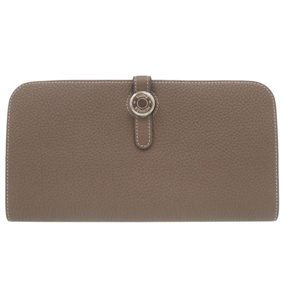美品 エルメス ドゴンロング Dogon Long 長財布 トゴ エトゥープ A刻印 1146【中古】HERMES