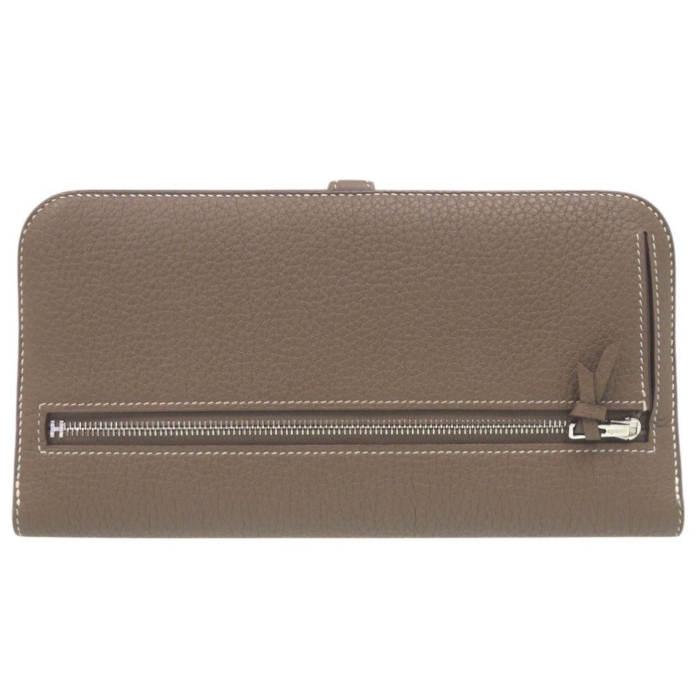 美品 エルメス ドゴンロング Dogon Long 長財布 トゴ エトゥープ A刻印 1146【中古】HERMES