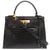 エルメス ケリー28 外縫い ポロサス ブラック ゴールド金具 〇V刻印 ハンドバッグ 黒 1157 【中古】 HERMES