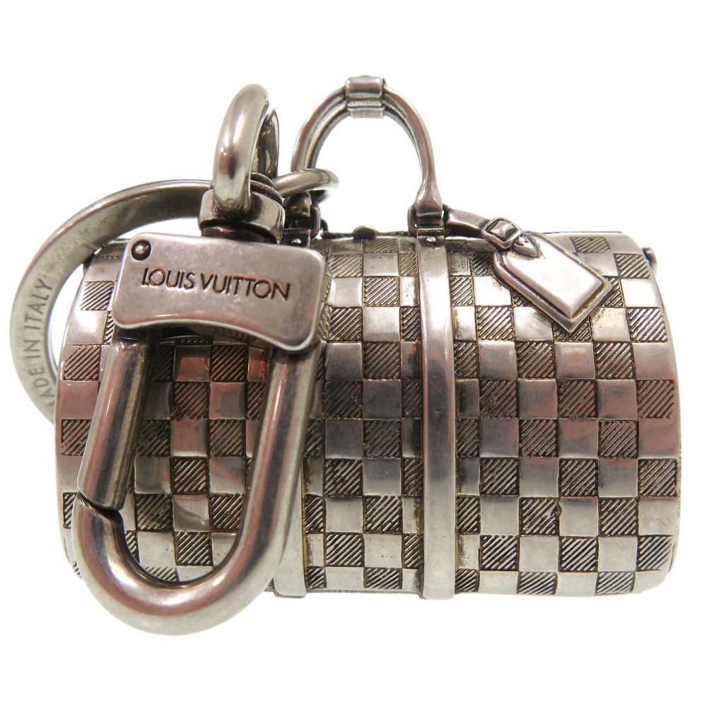 美品 ルイ ヴィトン ザ キーポル チャーム ダミエ キーホルダー M00023 メタル シルバー LV 1158【中古】LOUIS VUITTON