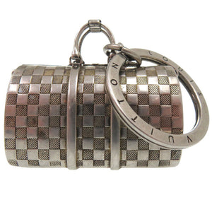 美品 ルイ ヴィトン ザ キーポル チャーム ダミエ キーホルダー M00023 メタル シルバー LV 1158【中古】LOUIS VUITTON