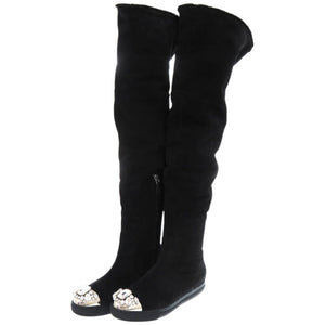 ミュウミュウ ムートンブーツ ビジュー ムートン 23.5cm ブラック 黒 ブーツ 1190【中古】MIUMIU