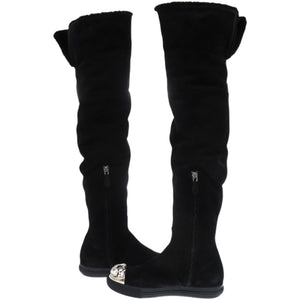 ミュウミュウ ムートンブーツ ビジュー ムートン 23.5cm ブラック 黒 ブーツ 1190【中古】MIUMIU