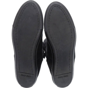 ミュウミュウ ムートンブーツ ビジュー ムートン 23.5cm ブラック 黒 ブーツ 1190【中古】MIUMIU