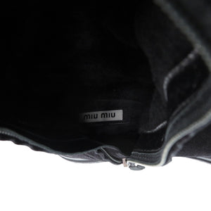 ミュウミュウ ムートンブーツ ビジュー ムートン 23.5cm ブラック 黒 ブーツ 1190【中古】MIUMIU